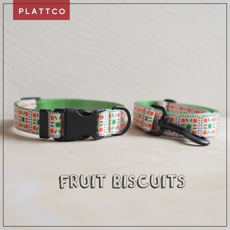 PLATTCO juego de correa de collar de perro personalizado BISCUITS DE FRUTA personalizados para caminar accesorio para perros pequeños, medianos y grandes 5 tamaños PDC331
