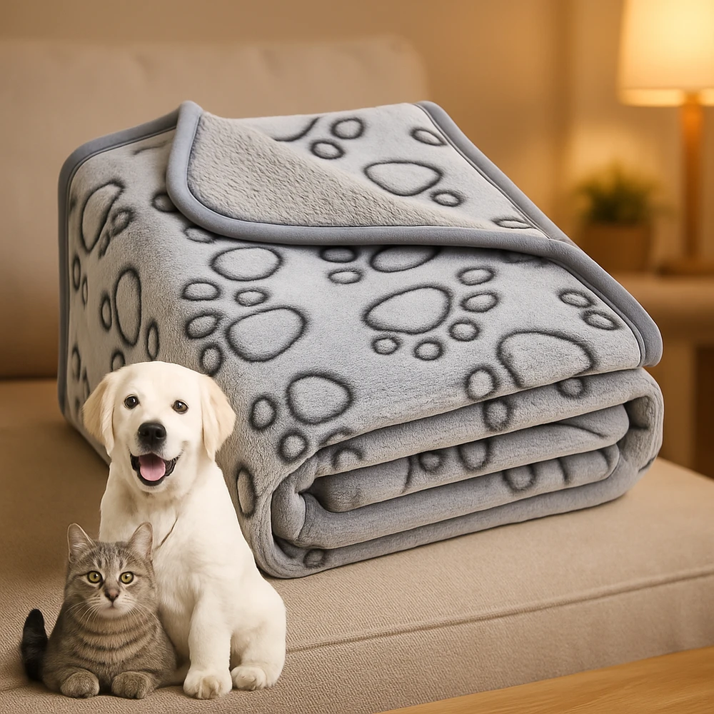 Manta suave y esponjosa de alta calidad para mascotas, bonito patrón de dibujos animados, estera para mascotas, manta cálida y cómoda para perros y gatos