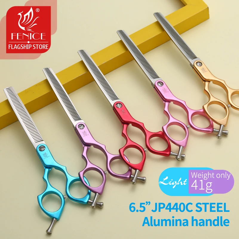 Fenice-Tijeras de aseo para perros, accesorio de acero inoxidable 440C de 6,5 pulgadas, para adelgazamiento de perros, tasa de belleza del 30% - imagen 3