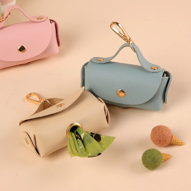 Elegante dispensador de bolsas de caca para perros, soporte portátil para bolsas de basura de viaje al aire libre con clip, organizador de poliéster duradero - imagen 2