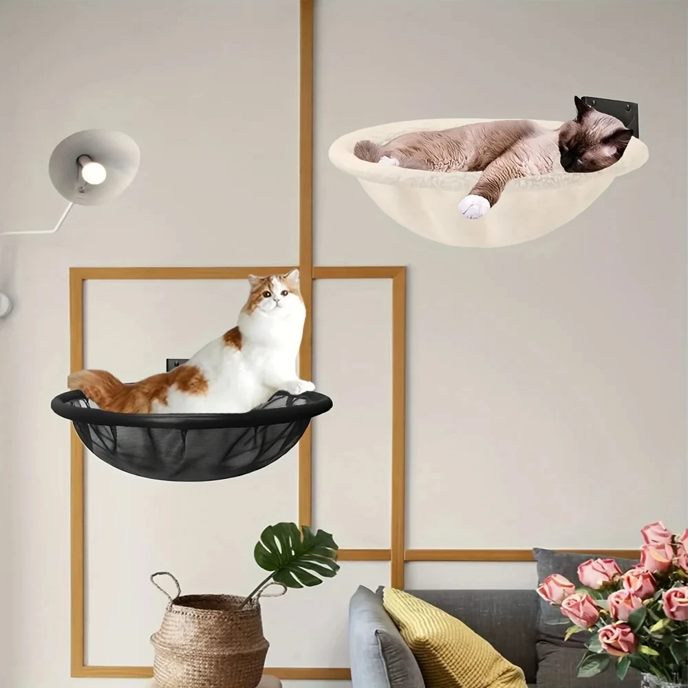 Hamaca plegable estable para gatos montada en la pared, escritorio transpirable, cama para gatos, estantes de pared para gatos para dormir, jugar, escalar y descansar - imagen 5