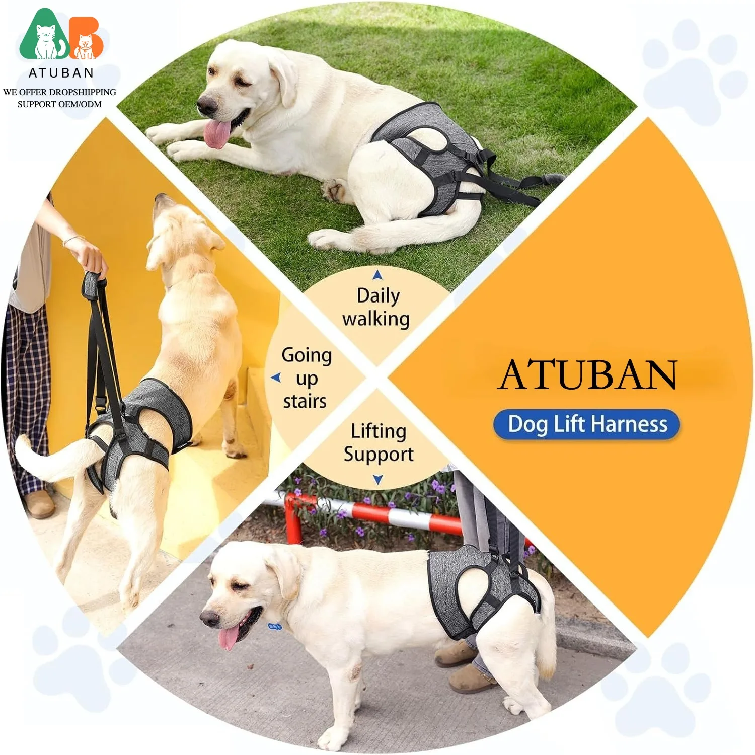 Arnés de soporte para patas traseras ajustable perros grandes - imagen 4