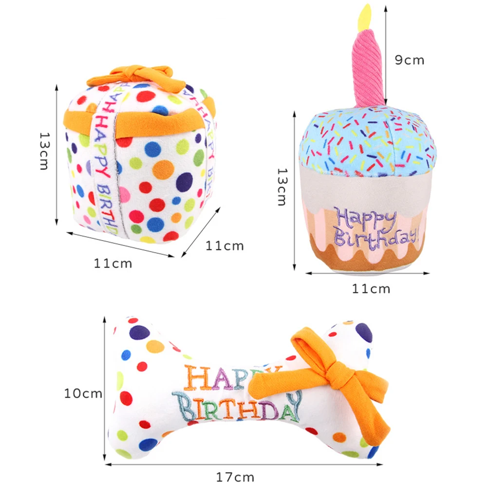 Juguete interactivo de peluche para pastel de cumpleaños, mordedor con sonido, resistente a las mordeduras, forma de hueso - imagen 4