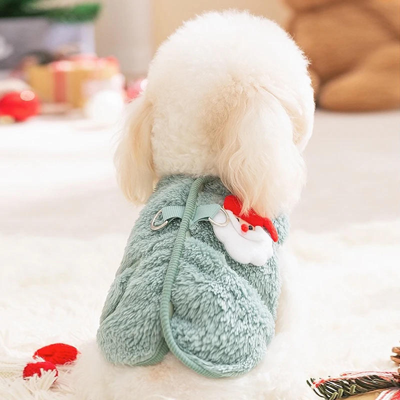 Lindo chaleco de invierno de lana de Papá Noel para perros pequeños y medianos, fiesta de Navidad, trajes de Cosplay de gato Unisex, ropa de Bulldog Francés - imagen 3