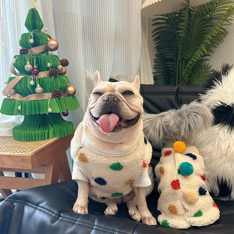 Ropa de invierno para mascotas, chalecos cálidos, abrigos para perros pequeños y ropa de Bulldog Francés de tamaño Nedium, chaquetas navideñas para perros - imagen 2