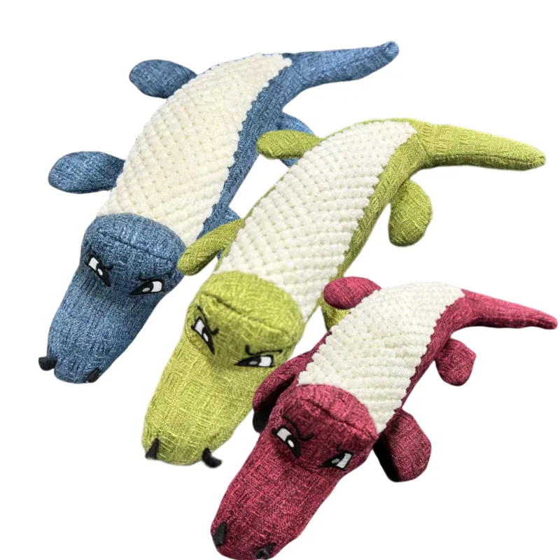 Juguete cocodrilo sonoro para perros – Terciopelo para masticar y limpiar dientes