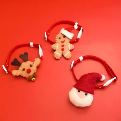 Collar navideño fieltro alce hebilla silenciosa para gatos y perros