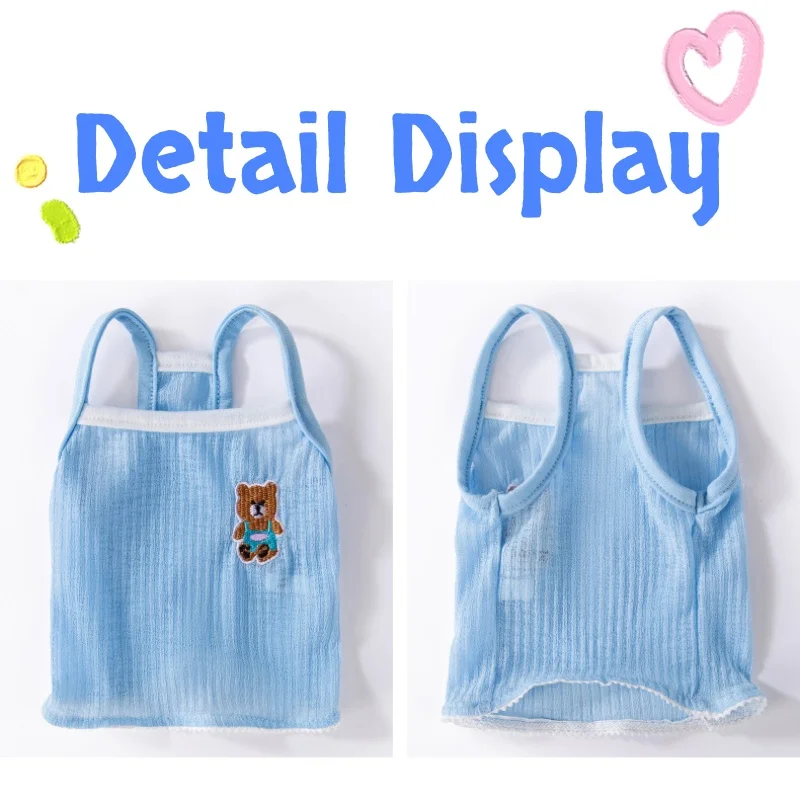 Chaleco fino de verano para perros, ropa con tirantes para perros, sudaderas para cachorros de Color dopamina, camisa con estampado de oso para gatos, chaleco transpirable para mascotas, ropa para perros - imagen 5