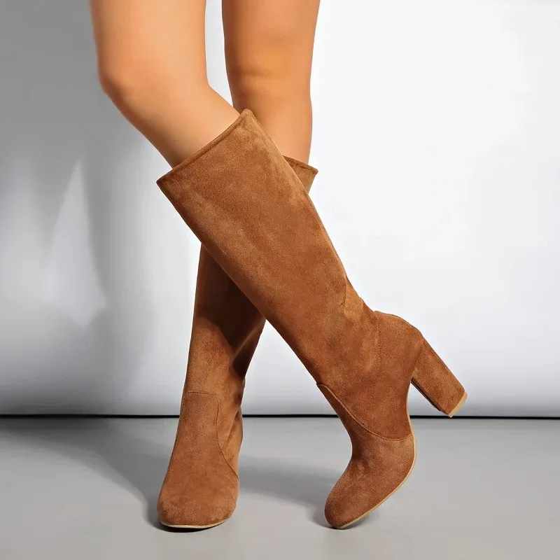 Nuevas botas altas sexis con punta estrecha para mujer, botas altas para senderismo al aire libre, tacones altos, Color sólido, compras diarias, botas de fiesta para mujer 35-43 - imagen 3