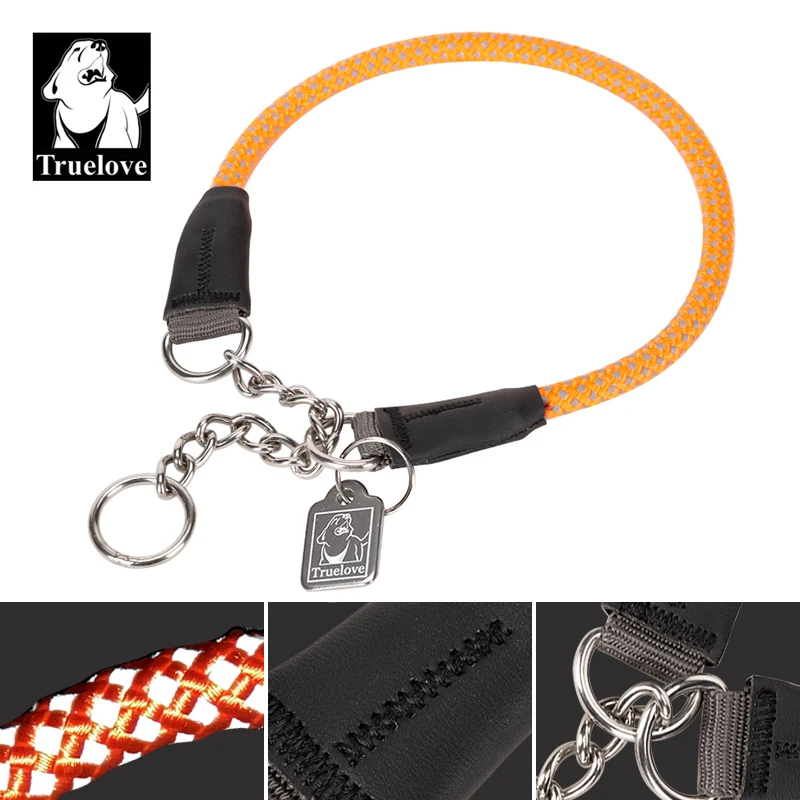 Truelove Collar de adiestramiento para perros grande, cadena de acero inoxidable de nailon reflectante, ajustable, resistente, sin tirones, TLC5375 - imagen 5