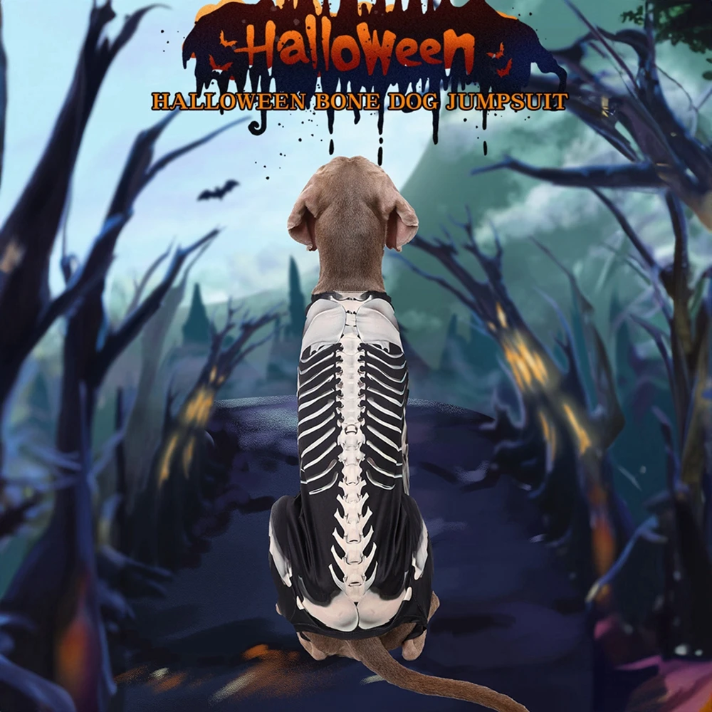 Disfraces de Halloween para perros grandes, mono de esqueleto, abrigo para mascotas, trajes de Cosplay, ropa de fiesta - imagen 5