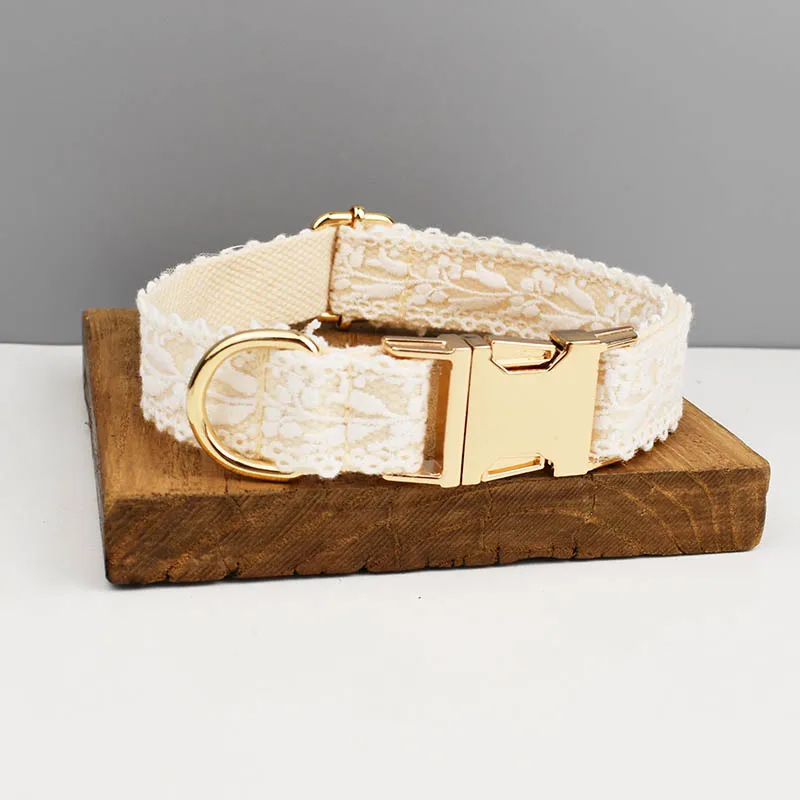 Collar de encaje para perro, placa con nombre grabada personalizada, Collar de boda para mascotas, arnés para perros, accesorios para perros, encaje de lujo03 - imagen 4