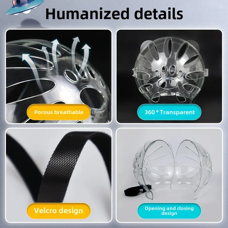 Bozal para gatos, bozal antilamer, casco antimordida, transparente, transpirable, capucha espacial para gatos, diseño con forma de orejas, accesorios para mascotas - imagen 4