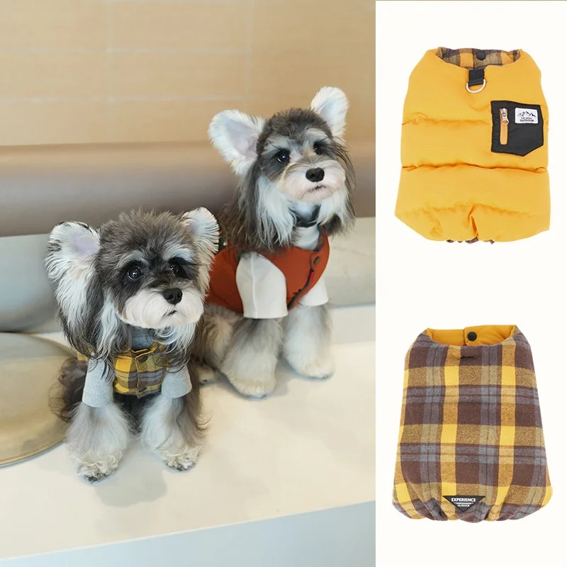 Chaleco de algodón para mascotas, abrigo Reversible cálido para perros de invierno para clima frío, trajes de invierno para perros, chaqueta a prueba de viento, ropa para mascotas