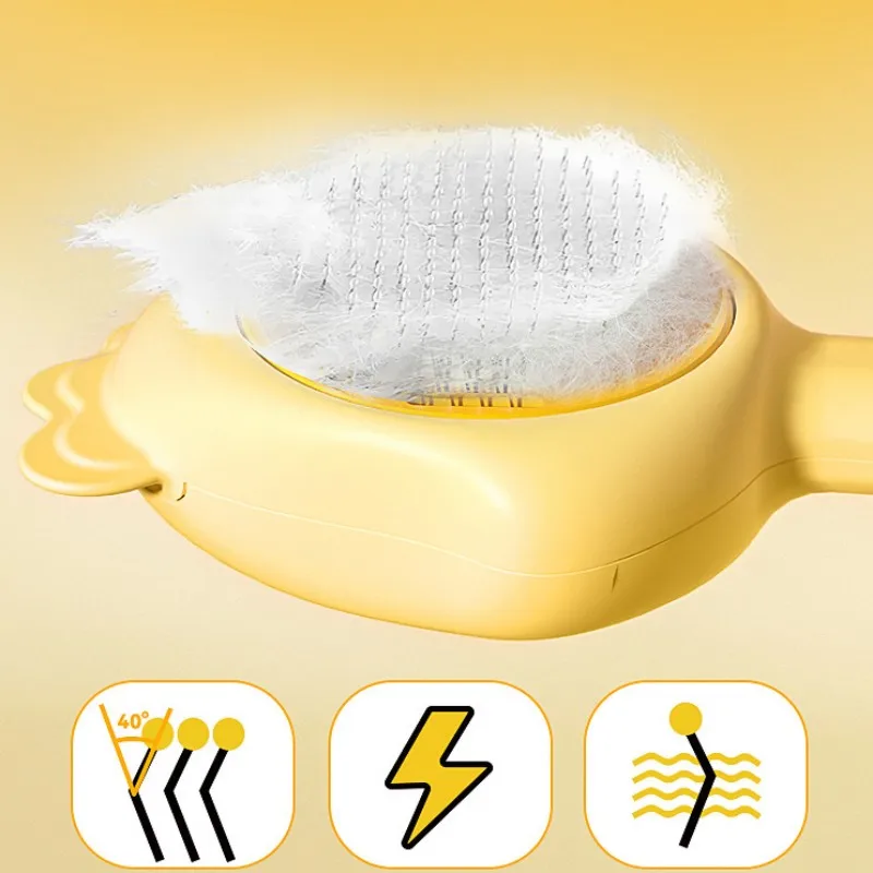 Peine de masaje para perros y gatos, cepillo de aseo autolimpiante, peines removedor de pelo de mascotas, peines de un botón para limpieza de pelo de gatos - imagen 4