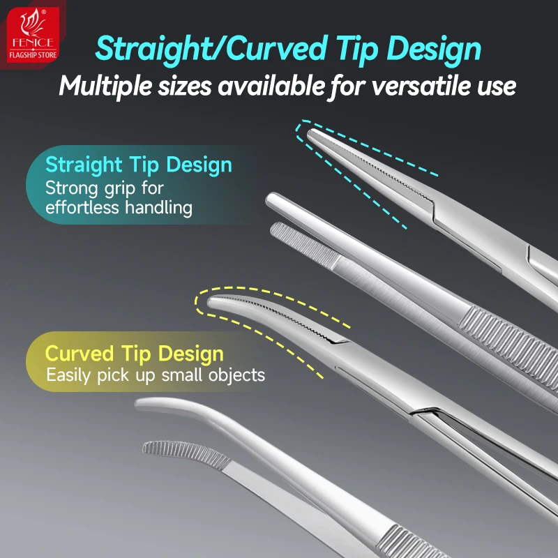 Pinzas hemostáticas para mascotas Fenice, pinzas para el pelo, herramientas profesionales para perros, Hospital, gatos, lesiones, herramienta cortadora de punta curva/recta para el hogar - imagen 2
