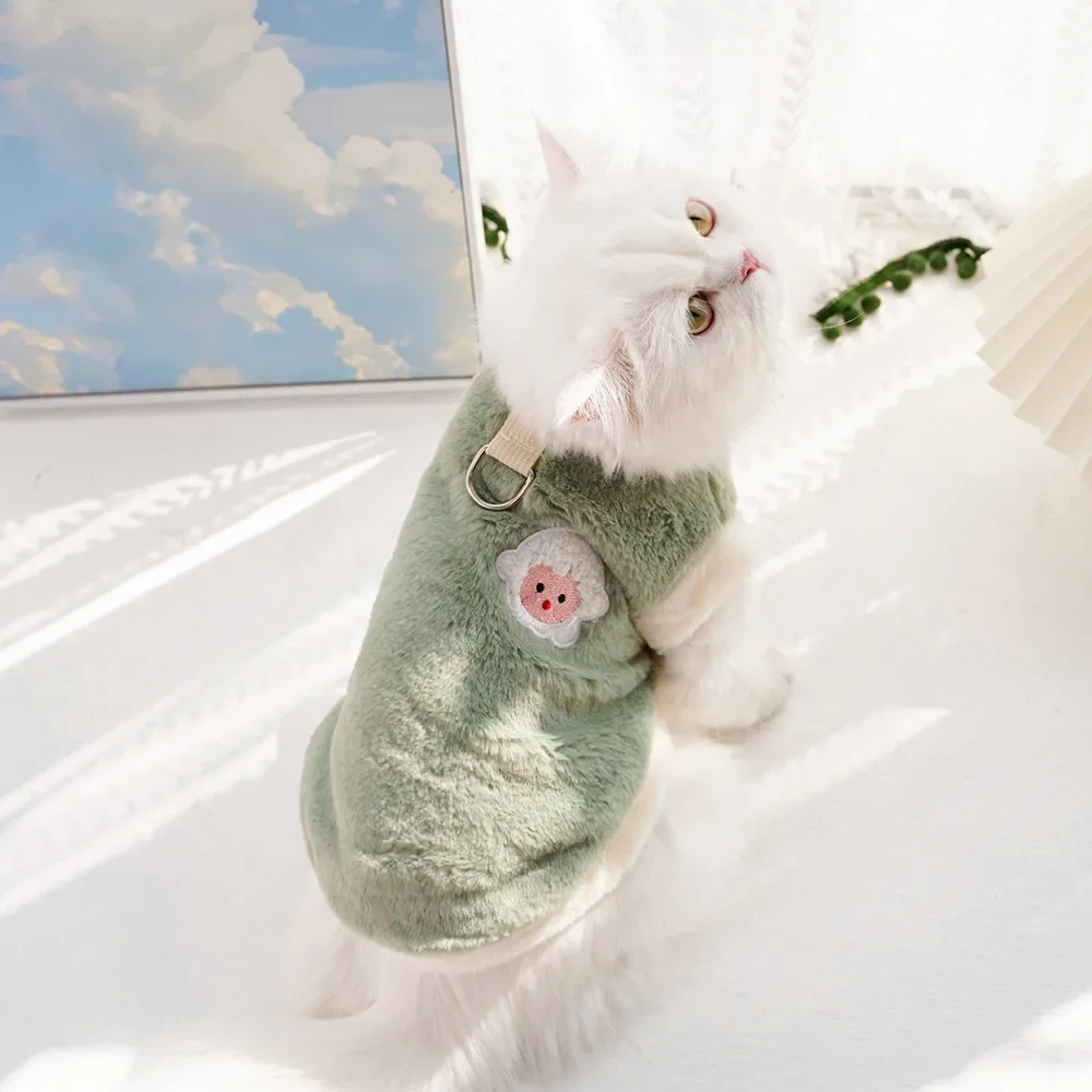 Ropa linda para perros pequeños Chaleco suave de lana para gatos con anilla en D - imagen 5