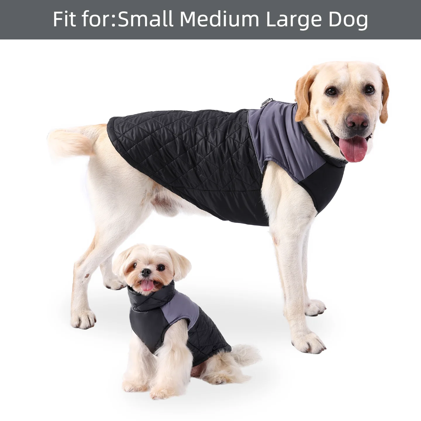 Ropa de invierno para perros pequeños y grandes, abrigo cálido impermeable para exteriores para mascotas con anillo en D, abrigo para perros grandes, chaleco reflectante para Pug Labrador