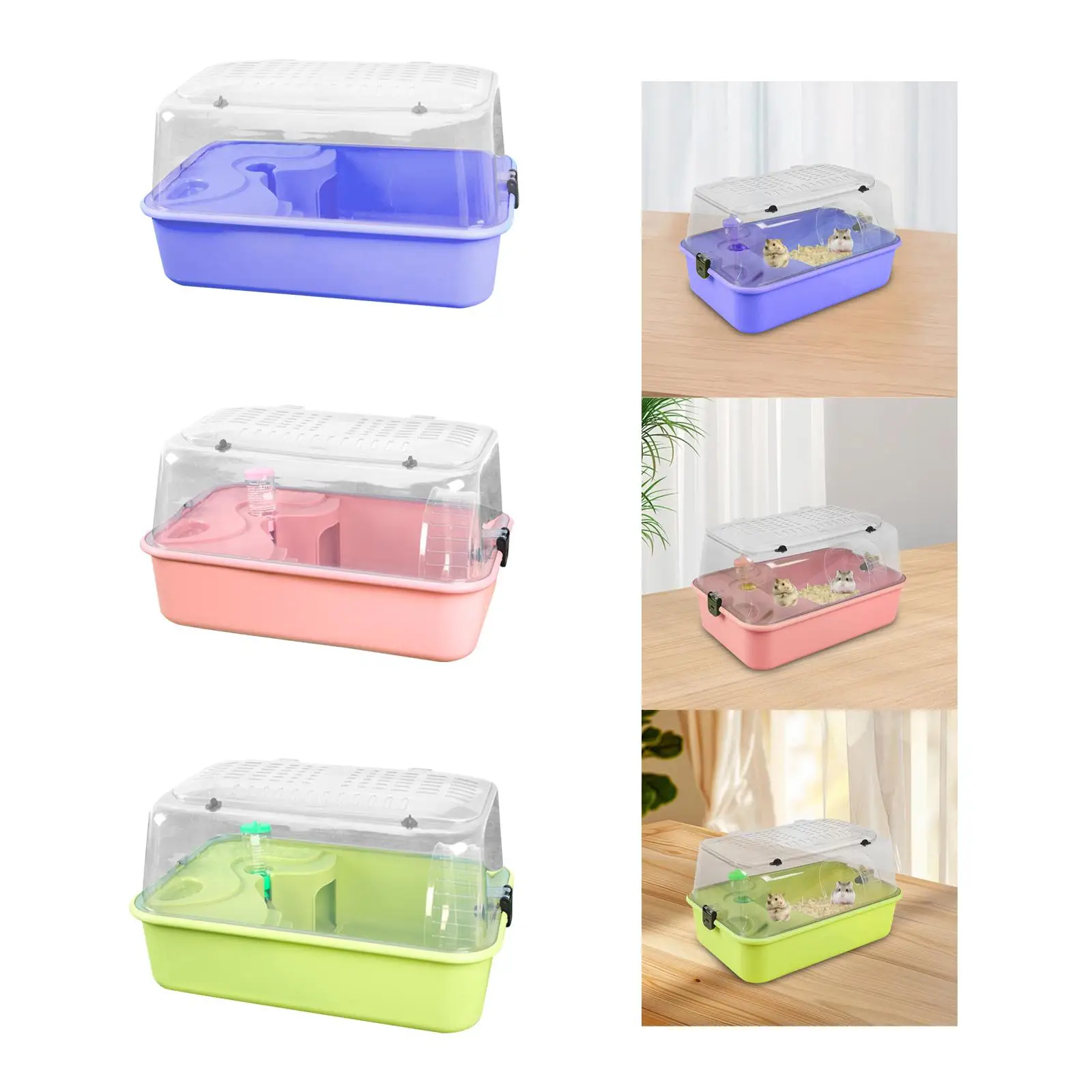 Hamster Cage Outgoing Carrier Sleep with Water Bottle Exercise Wheel Hamster Habitat Small Animal Cage for Mice Sugar Glider