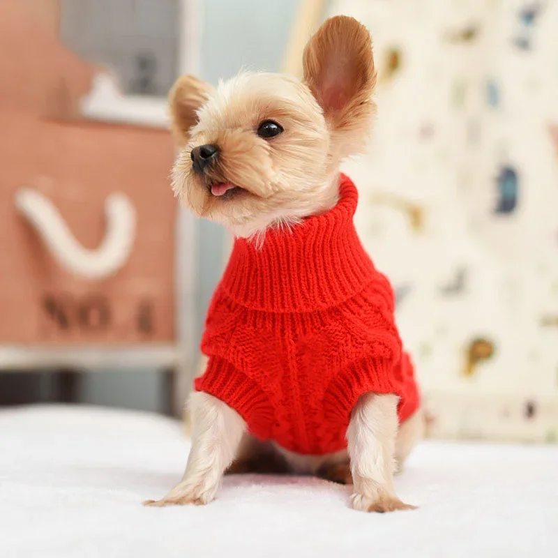 Ropa de invierno de punto para perros pequeños y medianos, suéter para cachorros de Chihuahua, suéter para perros Yorkshire Pure - imagen 2