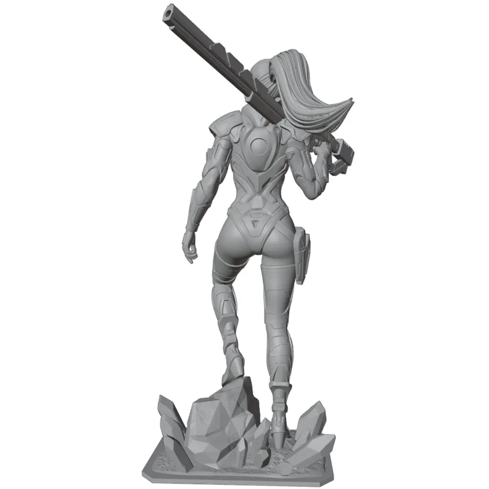 Kit muñeca gata guerrera resina gris 3D para gato sin montar ni pintar - imagen 4