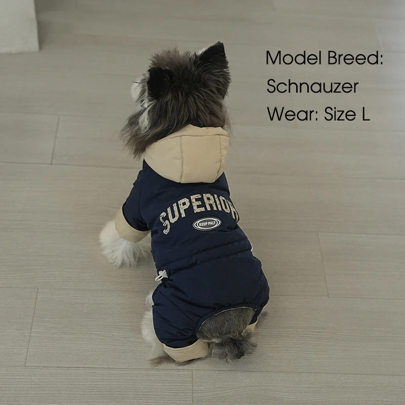 Ropa de otoño e invierno para perros pequeños, abrigo cálido acolchado para exteriores para mascotas, monos para perros, traje impermeable para cachorros para Schnauzer Bichon - imagen 4