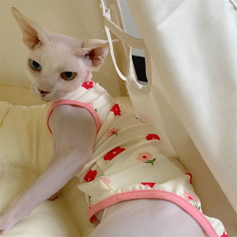1 pieza 2 pieza 5 tela Tela cool Sphynx ropa de gato gatito cachorro camiseta de dibujos animados Devin Rex verano suave chaleco de dinosaurio verde - imagen 5