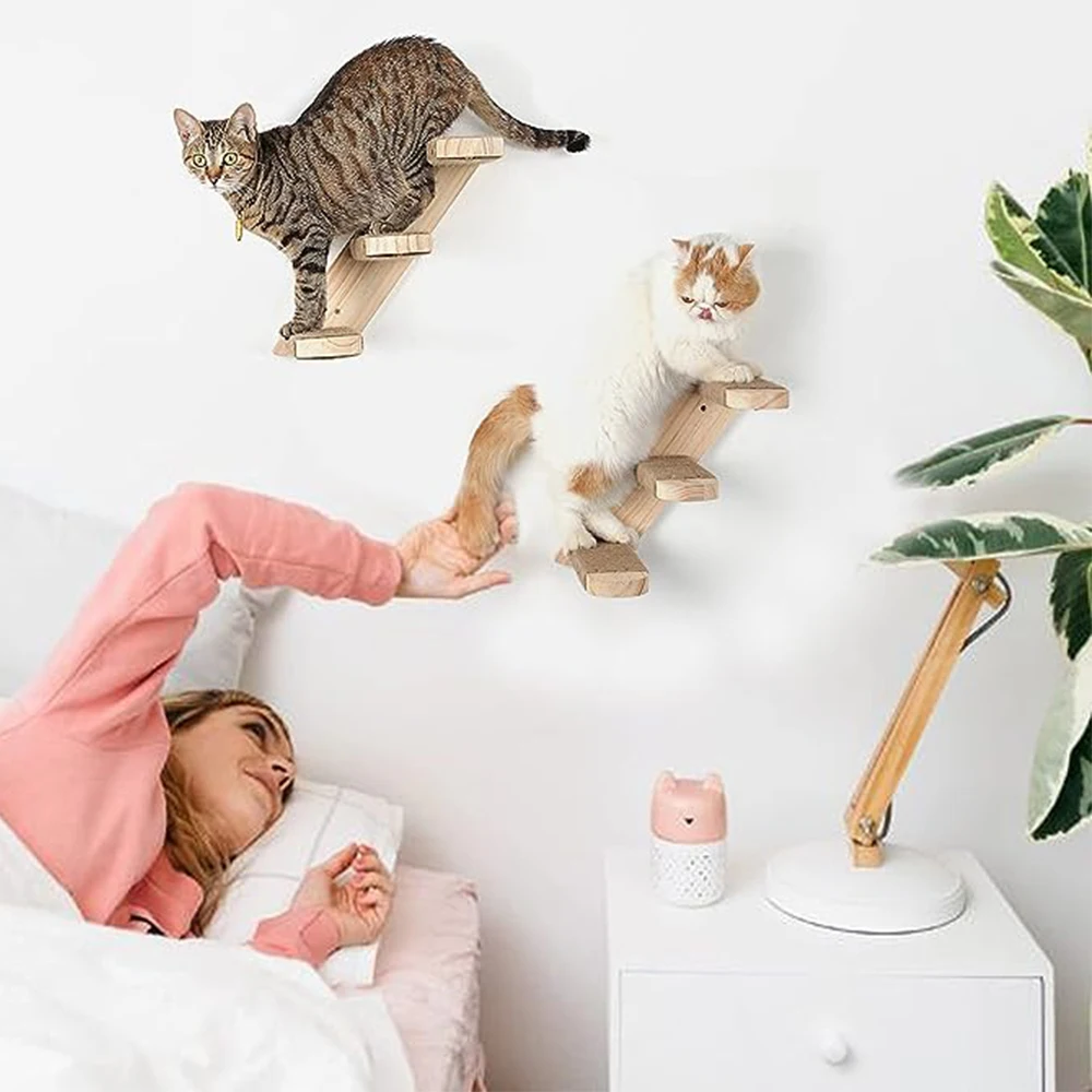 Estantes de escalada de madera montados en la pared para gatos, hamaca para gatos, plataforma de salto, muebles para mascotas para jugar y dormir - imagen 3