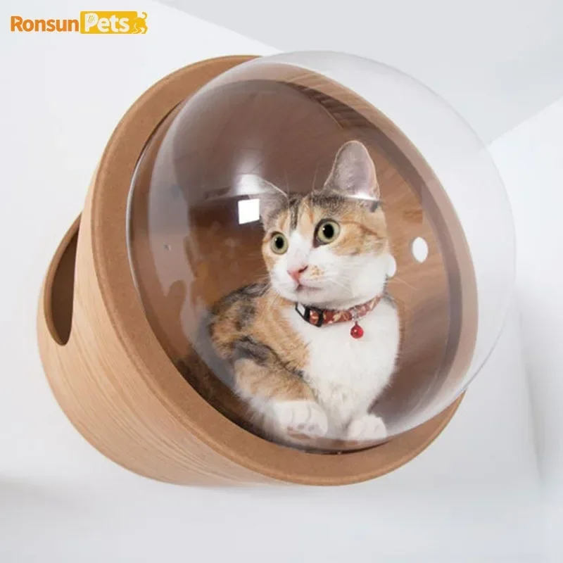 Árbol colgante de madera para gatos, rascador montado en la pared, nido transparente, escalada, rascador, juguete de entrenamiento para animales, productos para mascotas - imagen 5