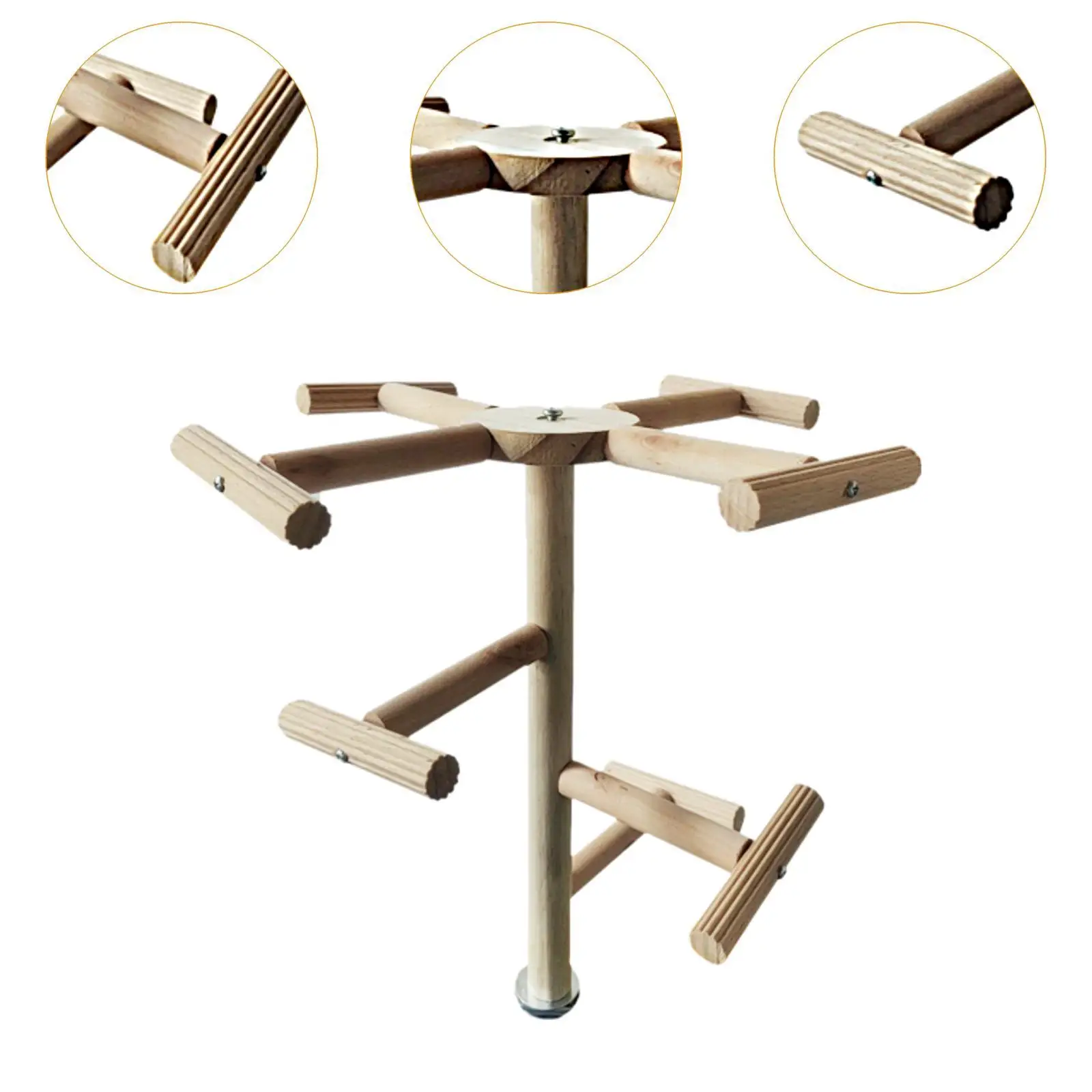 Percha giratoria para pájaros, juguete, suministros para mascotas, descanso con rodamientos, rueda de madera, juguete para loros, araras, Conures, periquitos, piñones - imagen 5