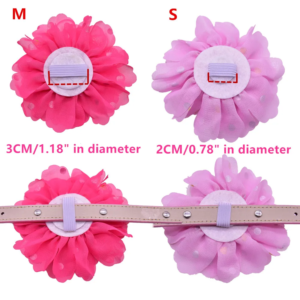 20PCS-Pet-Dog-Cat-Collar-Charms-Removable-with-Golden-Polka-Dots-Chiffon-Flowers-Dog-Collar-Accessories (1)