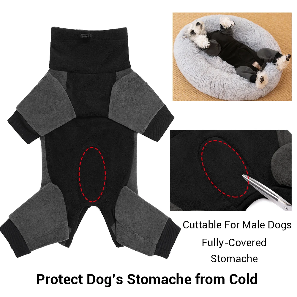 Monos de lana de invierno para perros pequeños, ropa cálida para el estómago cerrado, abrigo suave para mascotas, mono para perros masculinos y femeninos, vientre cortable - imagen 4