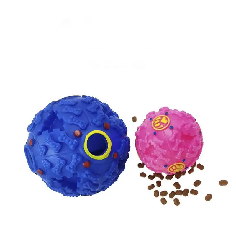 OUZEY-juguetes para masticar y limpiar los dientes para perros, chirriador de goma esférico, juguetes para mascotas, entrenamiento interactivo de comida, accesorios de juguete para gatos y perros - imagen 4