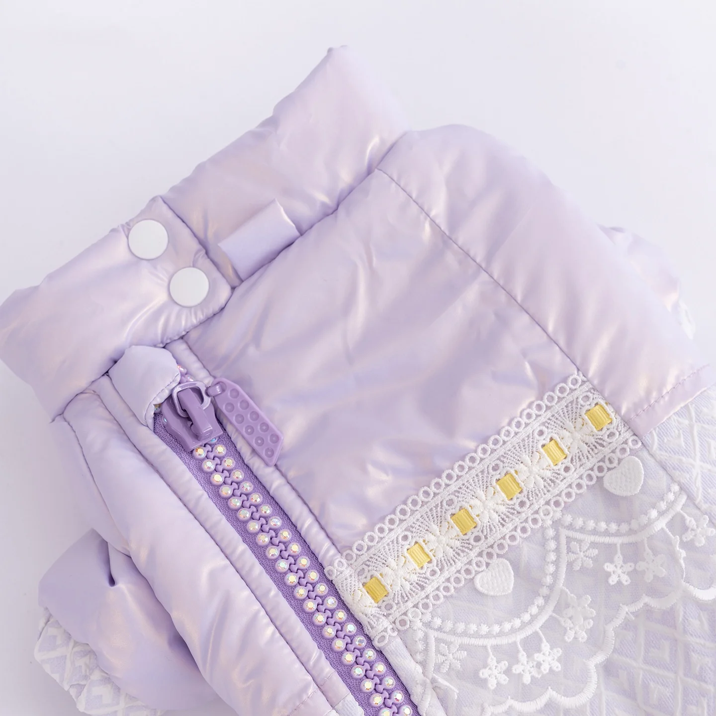 Abrigo Extra cálido de encaje para perro, chaqueta de invierno para perro pequeño, Abrigo acolchado de algodón para cachorro, ropa a prueba de viento para perro, color morado - imagen 5