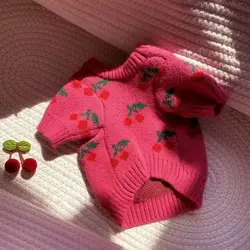 Suéter de invierno para perros con estampado de cereza - abrigo cálido
