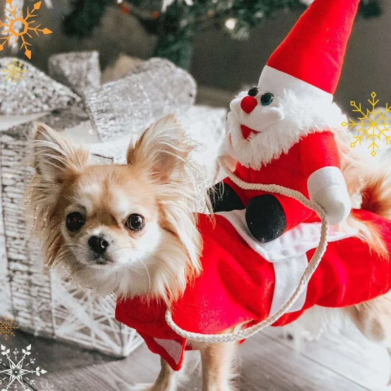 Vestido de equitación de Navidad para mascotas, ropa cálida, ropa de fiesta, disfraces de Cosplay para perros pequeños y grandes, novedad divertida - imagen 4