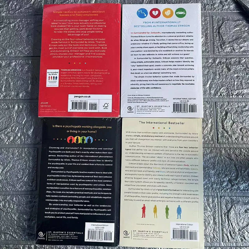 Juego de 4 libros de Thomas eridson, libro en inglés de mejores vendedores, rodeados por inquietos, por psicopatros, por contratiempos - imagen 2