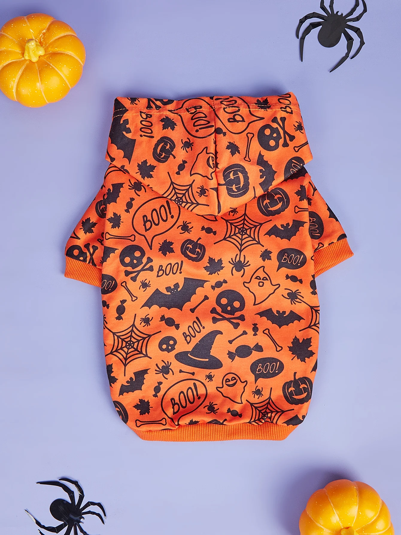 Disfraz de Halloween para perro, ropa de vacaciones para perros pequeños, Sudadera con capucha de araña de calabaza divertida para mascotas, traje de hueso de gato - imagen 3