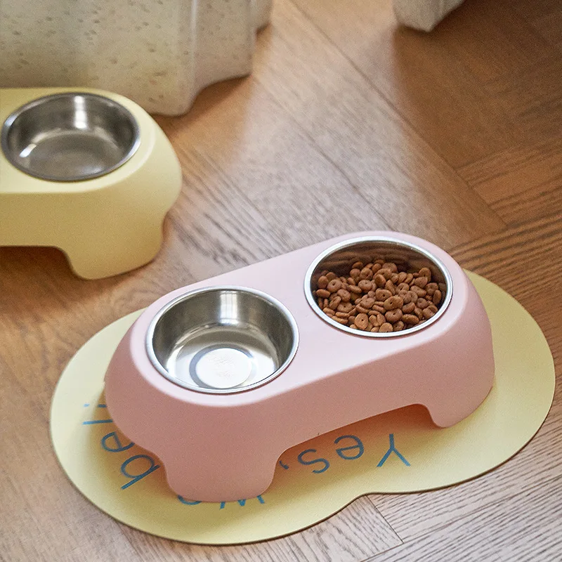 Cuenco de acero inoxidable para mascotas, juego de platos dobles, antideslizante, antipunta, gran capacidad, cuenco alimentador de agua para comida para perros y gatos para mascotas - imagen 3