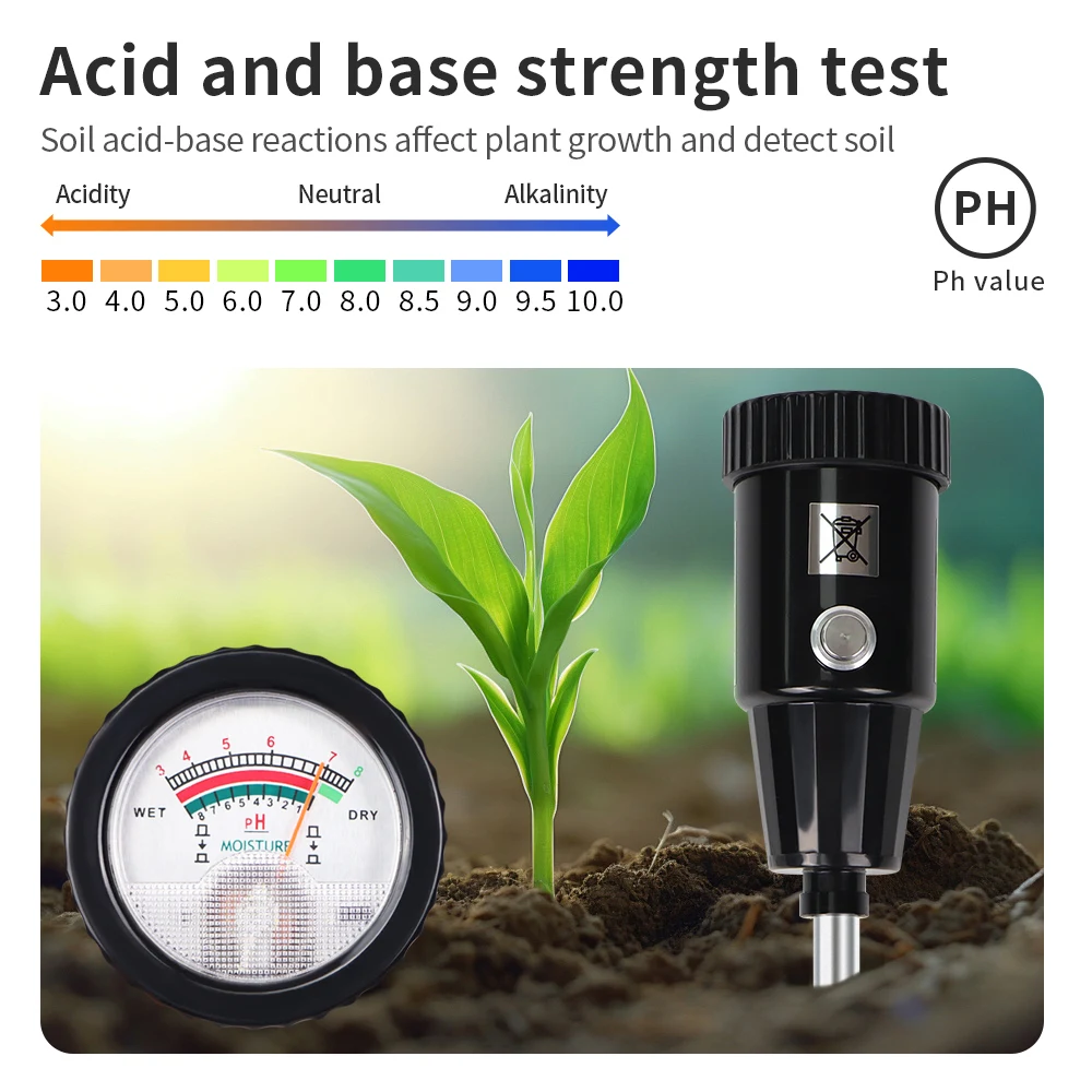 Medidor portatil de humedad y pH del suelo para jardin y plantas - imagen 2