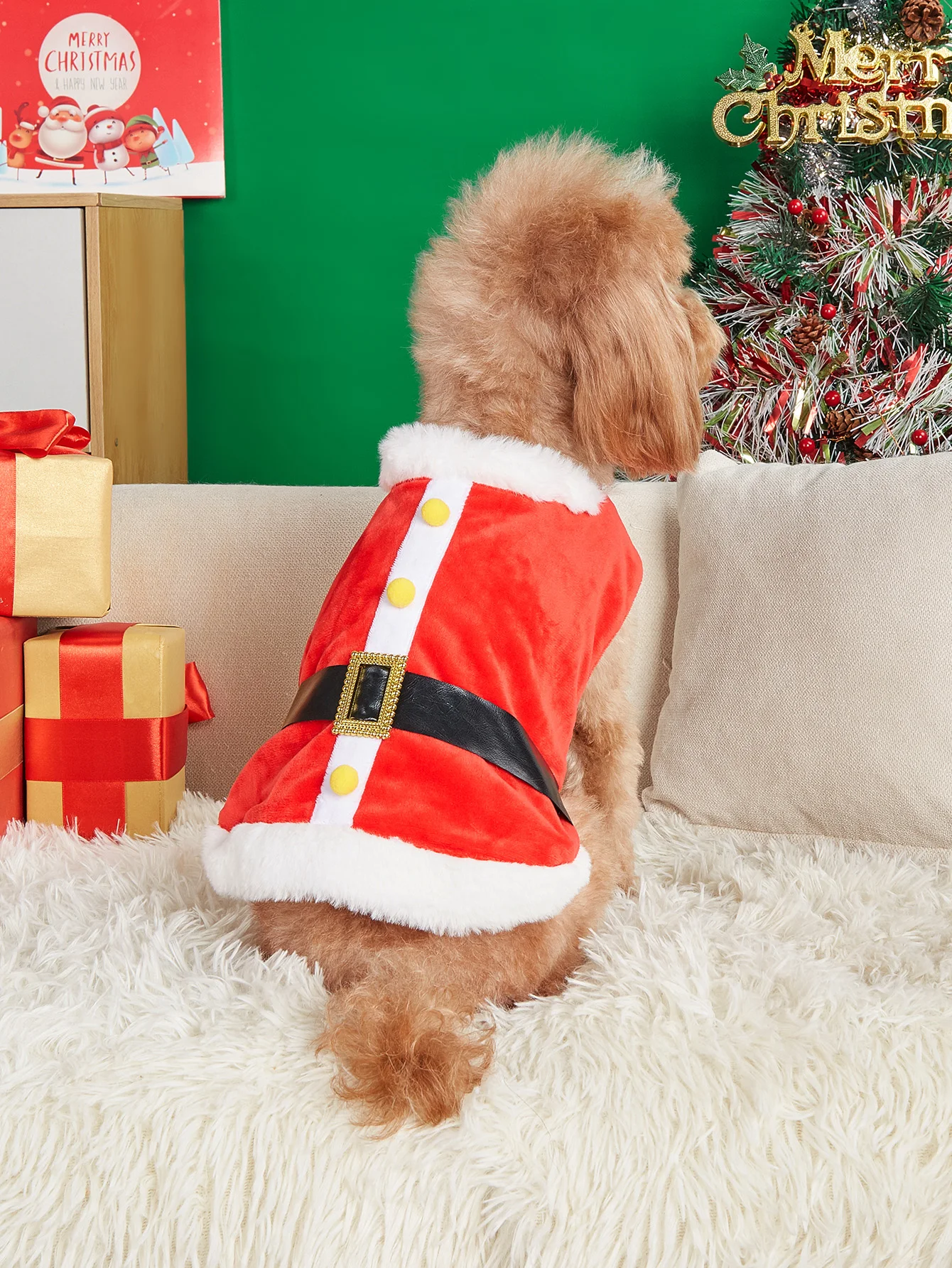 Disfraz de Papá Noel suave y cálido para perros y gatos