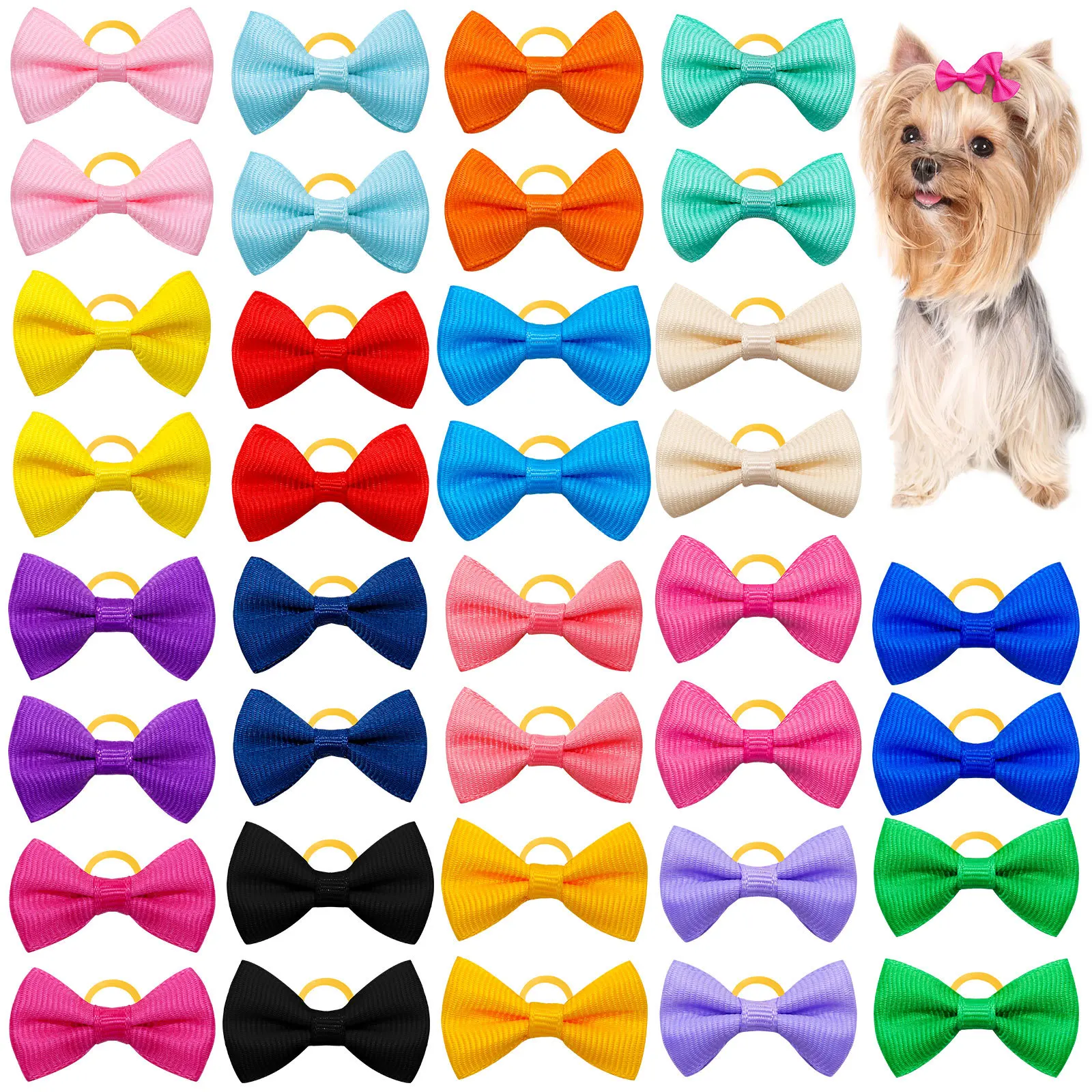 Bandas de goma para el pelo de perro, lunares de colores sólidos, horquillas estilo Margarita pequeña para el Día de San Valentín, accesorios para el cuidado de mascotas - imagen 2