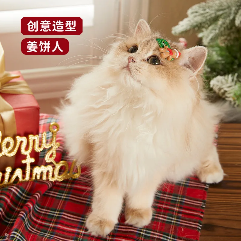 Horquilla navideña para Gato, accesorios creativos, accesorios para el cabello, accesorios para el cabello de gatito, Clip de muñeco de nieve para perro - imagen 2