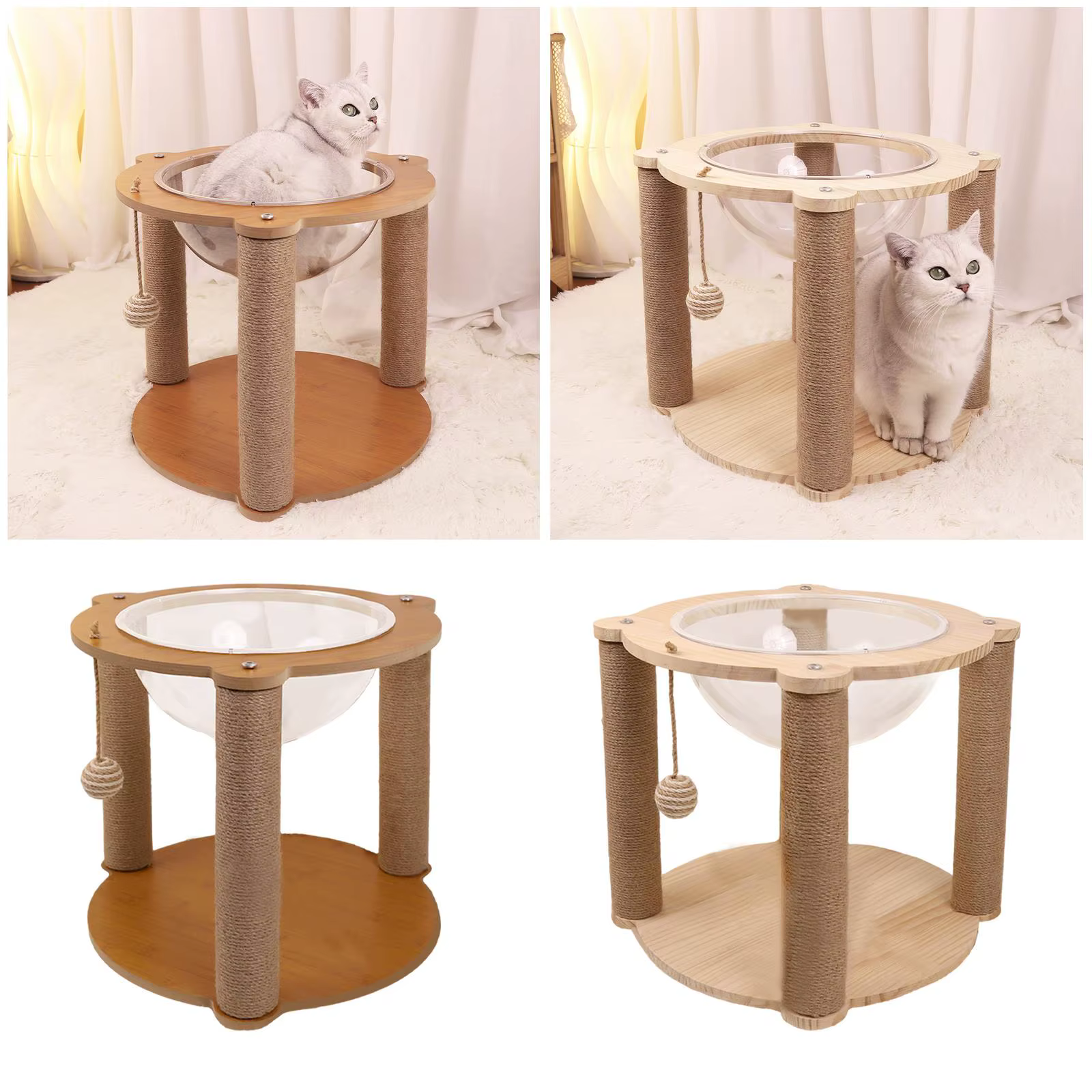 Cama cápsula espacial para gatos – Rascador con zona de juegos - imagen 5