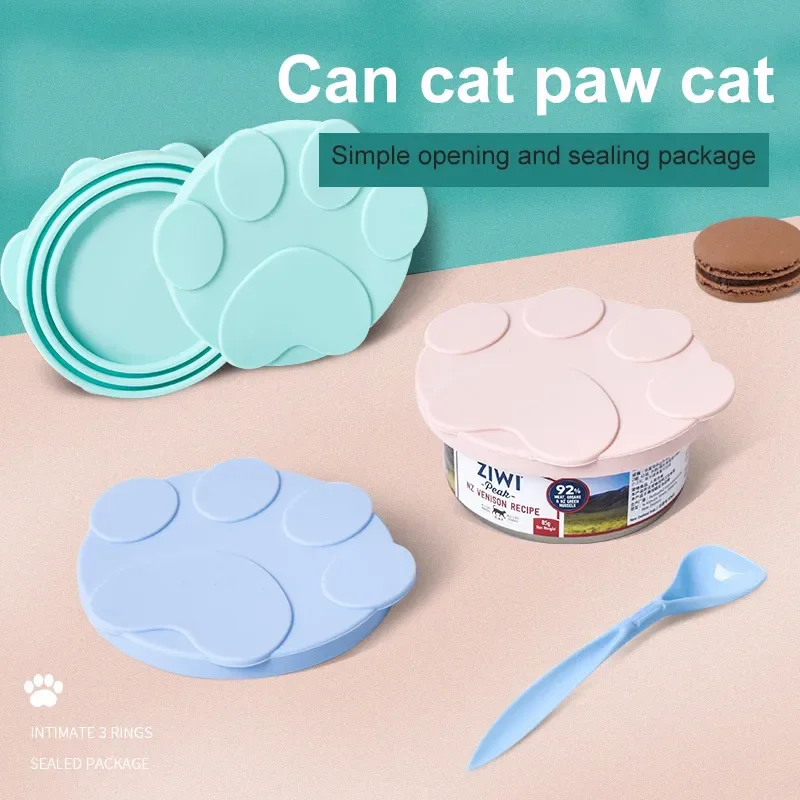 Tapa enlatada de silicona portátil para perros y gatos, cuchara selladora de alimentos 2 en 1, cubierta de almacenamiento de alimentos para mascotas, tapas de mantenimiento fresco, cuenco, accesorios para perros