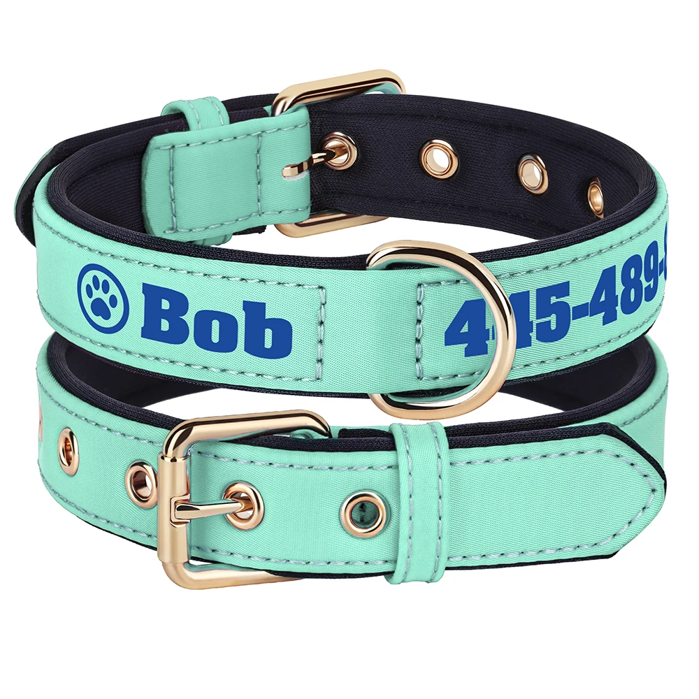 Collar de perro personalizado, collares de nailon transpirable para cachorros, Collar acolchado suave para mascotas, nombre impreso, pata duradero para perros pequeños y medianos - imagen 3