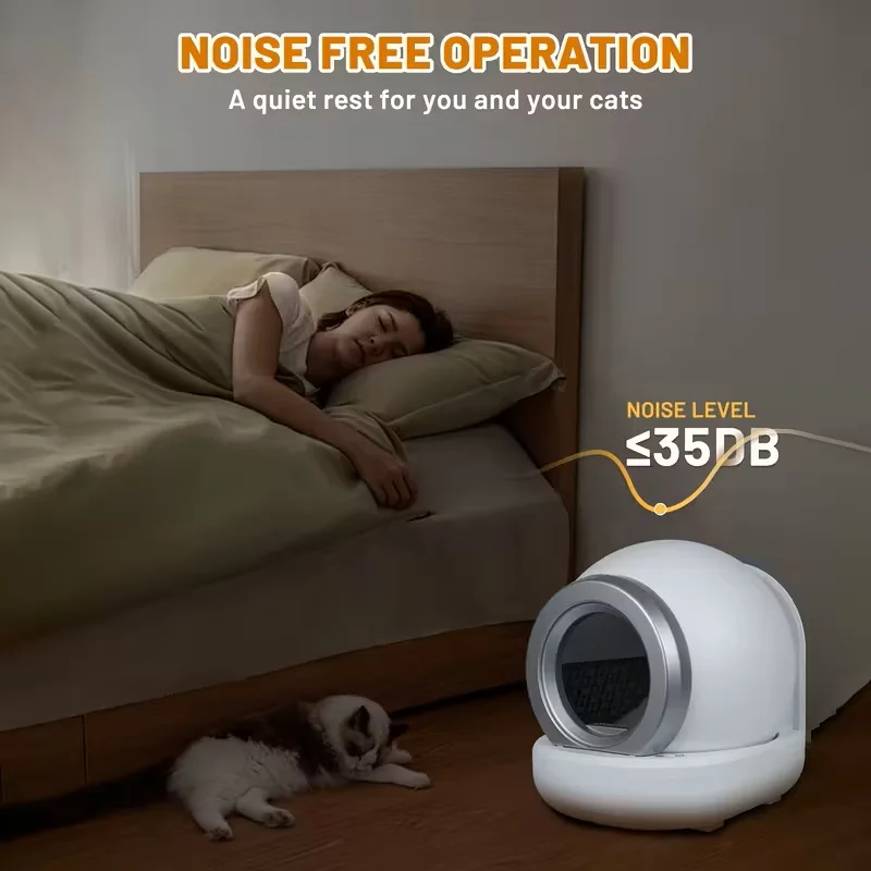 Caja de arena automática inteligente para gatos, inodoro para gatos completamente cerrado de 65L, autolimpiante, con Sensor infrarrojo, Control por aplicación, bandeja para mascotas sin olores - imagen 5