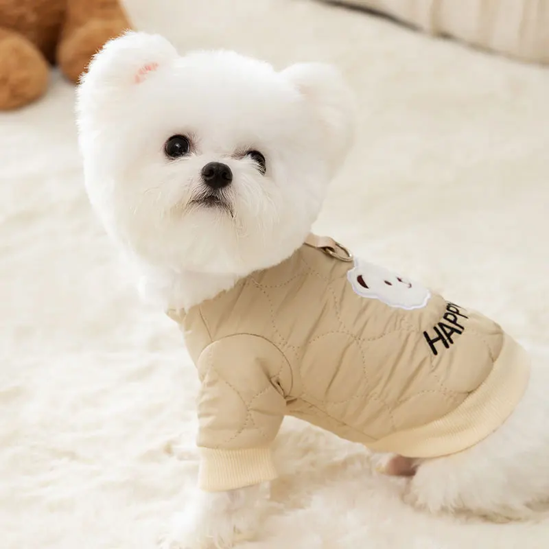 Abrigo Beige de oso para otoño/invierno para mascotas, chaqueta gruesa y cálida de dos piernas para salida de invierno, ropa para cachorros, ropa para perros pequeños - imagen 3