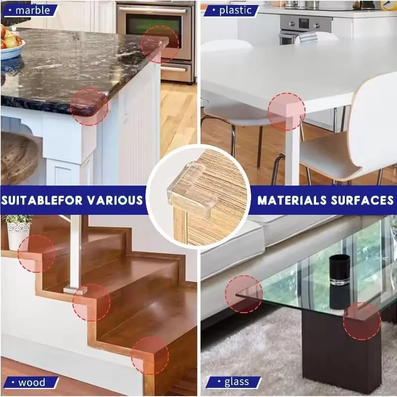 Protector de silicona para las esquinas de las mesas de seguridad para bebés, cubierta protectora de bordes de muebles, protectores de bordes anticolisión transparentes para niños - imagen 4