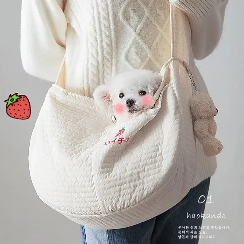 Mochila para gatos, bolsa de transporte para salir, mochila para perros, hombro, lona, bolsa oblicua, suministros para mascotas y gatos de peluche - imagen 2